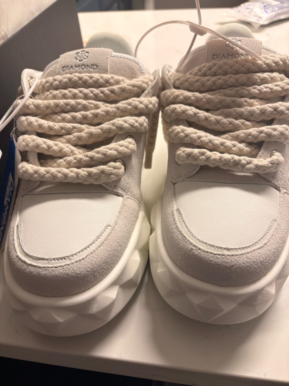 Diamond Supply Co. Kids Cream & White Chunky Rope-Lace Sneaker